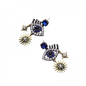 Personality fashion hipster earrings retro diamond devil eye earrings CZ eye gold star stud earring