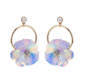 Factory price new hanging flower stud earrings peach blossom earrings