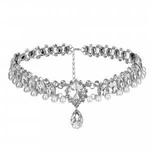 Latest Fashion Jewellery Full Crystal Pearl Choker Necklace For Women