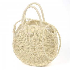 WENZHE Women Round Straw Rattan Shoulder Bag Corn Summer Woven Bags