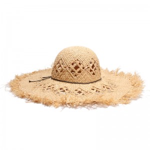 WENZHE Ladies Sunscreen Big Brim Beach Raffia Straw Summer Hat