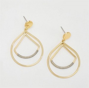 Fancy Gold Plated Metal Drop Earrings Triangle Circle Geometry Earrings