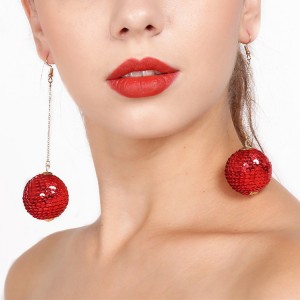 Hot sale attractive women jewelry simple design Sequins ball pendant gold plated drop earrings