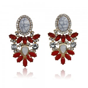 Wholesale Women Fashion Earrings Jewelry Crystal Rhinestone White Turquoise Earrings