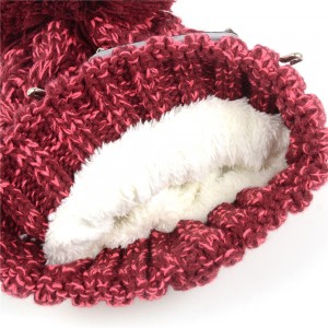 WENZHE Fashion Winter Knitted Pompom Beanie Hat With Pin for Women