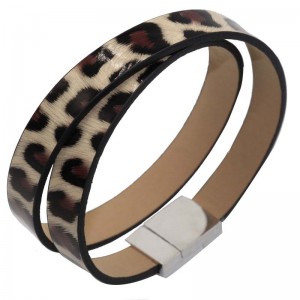 Personalized custom multi-layered printed womens leather bracelet