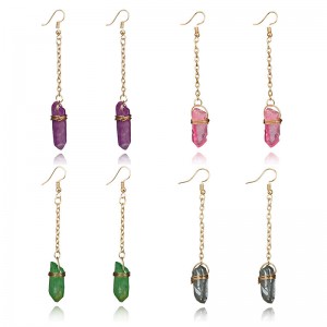 New Trend Creative Handmade Multicolor Natural Stone Women Crystal Stone Dangle Earrings