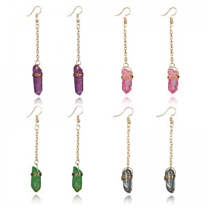 New Trend Creative Handmade Multicolor Natural Stone Women Crystal Stone Dangle Earrings