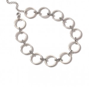 Rhodium Plated Alloy Jewelry Modern Open Circle Hoop Choker Statement Necklace