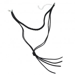Women Fashion Simple Long Double Wrap Choker Tie Leather Cord Necklace
