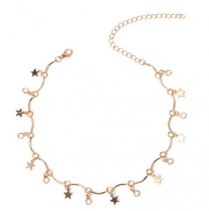 Single Layer Gold Plated Shiny Stars Pendant Fashion Choker Necklace