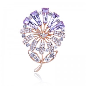 WENZHE Best selling banquet dress purple flower pin crystal brooch