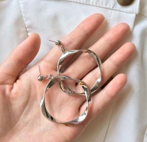 Silver plated geometry circle shape fashion earring designs new model earrings