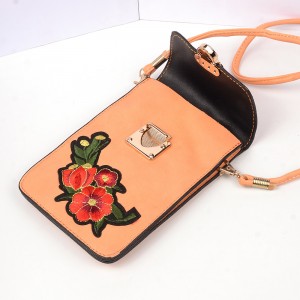 WENZHE Luxury Embroidered PU Leather Mini Crossbody Single Shoulder Bag Cell Phone Pouch