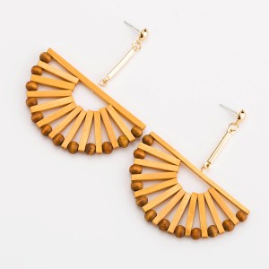 WENZHE handmade fashion custom bamboo earrings rattan earrings wooden beads earrings