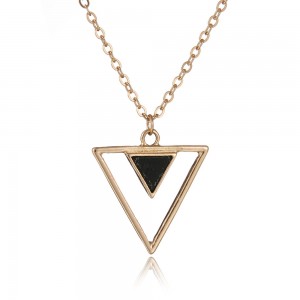 Personalized simple hollow geometry triangle white black turquoise pendant choker necklace