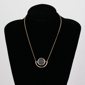 Wholesale Women Jewelry Gold Chain Necklace White Black Round Turquoise Marbled Stone Necklaces