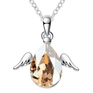 Angel wings multiple colors crystal pendant necklaces