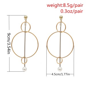 Fashion New Gold Earring Designs Pearl Geometric Circles Earring