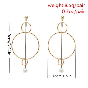 Fashion New Gold Earring Designs Pearl Geometric Circles Earring