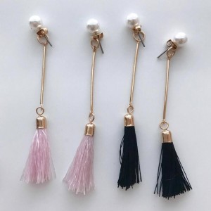 Handmade Simple Fashion Jewelry Pearl Tassel Stud Long Korea Earring