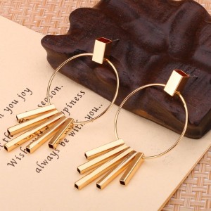 New product simple geometric metal long tassel earring jewelry gold earring