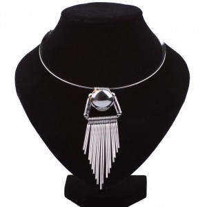 Gold plated tassel geometry exaggerated alloy necklace multi layer necklace