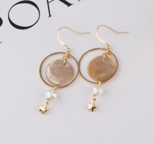 Wedding gift handmade natural shell pearl drop earrings designs for girls