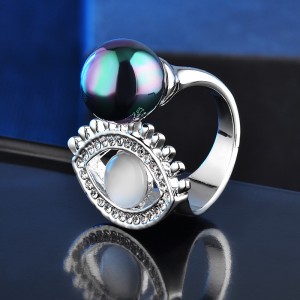 European and American Classic Punk Style Big Colorful Pearl Eye Of Evil Finger Ring