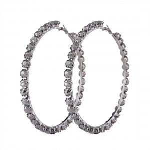 New Trendy Gold Plated Circle Large Rhinestone Hoop Earrings For Women