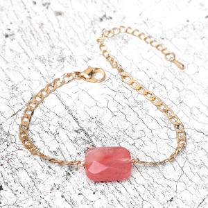 New arrival gold chain adjustable pink crystal natural stone ladies bracelet