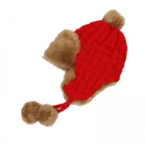 WENZHE Women’s Winter Crochet Earflap Fur Ball Knitted Beanie Hats