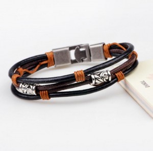 Punk jewelry accessory men delicate vintage leather wrap bracelet