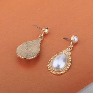 Fashion new arrival simple style indian gold wedding bridal water drop shape pearl earrings
