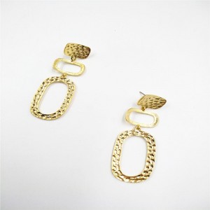 Hot Factory Sell Gold Hammered Metal Earring Geometric Earring For Women