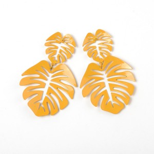 2019 Hot Sale Fashion Simple Style Alloy Yellow Leaf Drop Earrings For Women Girl Leaves Earrings Accessories