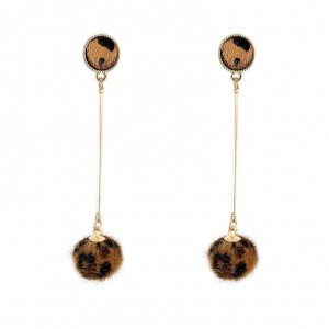 wholesale female fashion earrings retro leopard earrings with ball