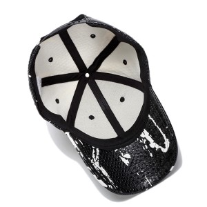 WENZHE Mens Black Snakeskin PU Leather Baseball Caps