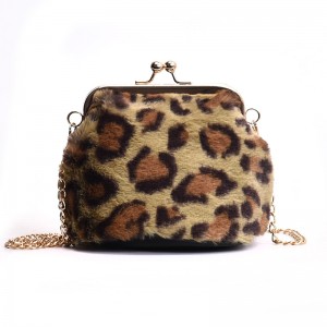 Newest leopard Faux Fur Cross Body Bag Shoulder Bag Long Strip Bag