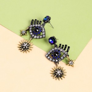 Personality fashion hipster earrings retro diamond devil eye earrings CZ eye gold star stud earring