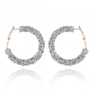 Fashion Gold Plated Crystal Rhinestone Big Circle Hoop Earrings