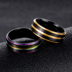 Wholesale Fashion Custom Mens Rainbow Color Stainless Steel Jewelry Ring