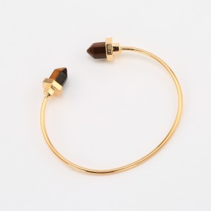 Newest Gold Plated Bullet Shape Natural Stone Cuff Bangles Trendy Bracelet For Women