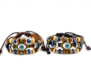 Punk Multilayer Leather Charm Bracelets Men Leather Turkish Jewelry