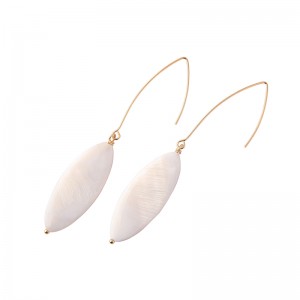 Minimalist Unique Fancy Cream Colored Milky Seashell Dangler Hook Earrings for Women