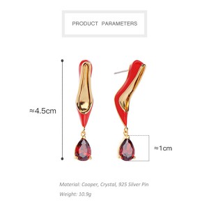 Fashion sexy drop oil red crystal high-heel shoe earring shoes earring