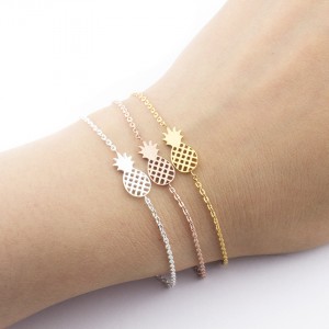 Fashion Charms Bracelet Making Gold Plated Pineapple Stainless Steel Bracelets Women