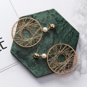 Latest design fashion big circle web twine women jewelry new designs gold earring