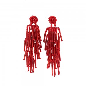 Wholesale Fashion Women Earrings Jewelry Handmade Long Seed Beaded Tassel Earrings For Lady