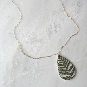 Pressed Fern Necklace Pressed Flower Jewelry Terrarium Necklace